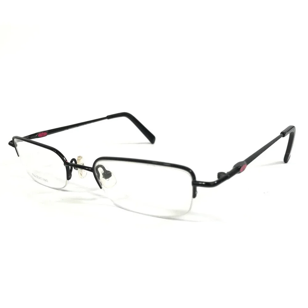 Vintage Valentino Eyeglasses Frames 5498 0NCL Black Red Rectangle 48-19-130